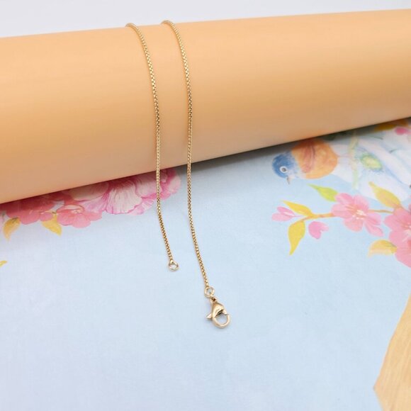 "Minimal Rose Gold Box Chain Necklace for Women, 19.7 Inch Length, XPNL0089 - Picture 10 of 12
